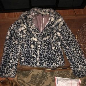 Cheetah print faux fur coat